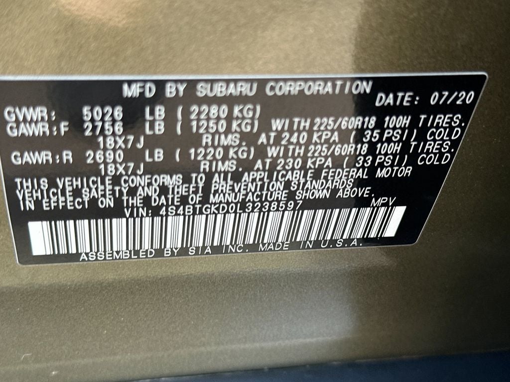 2020 Subaru Outback Onyx Edition XT
