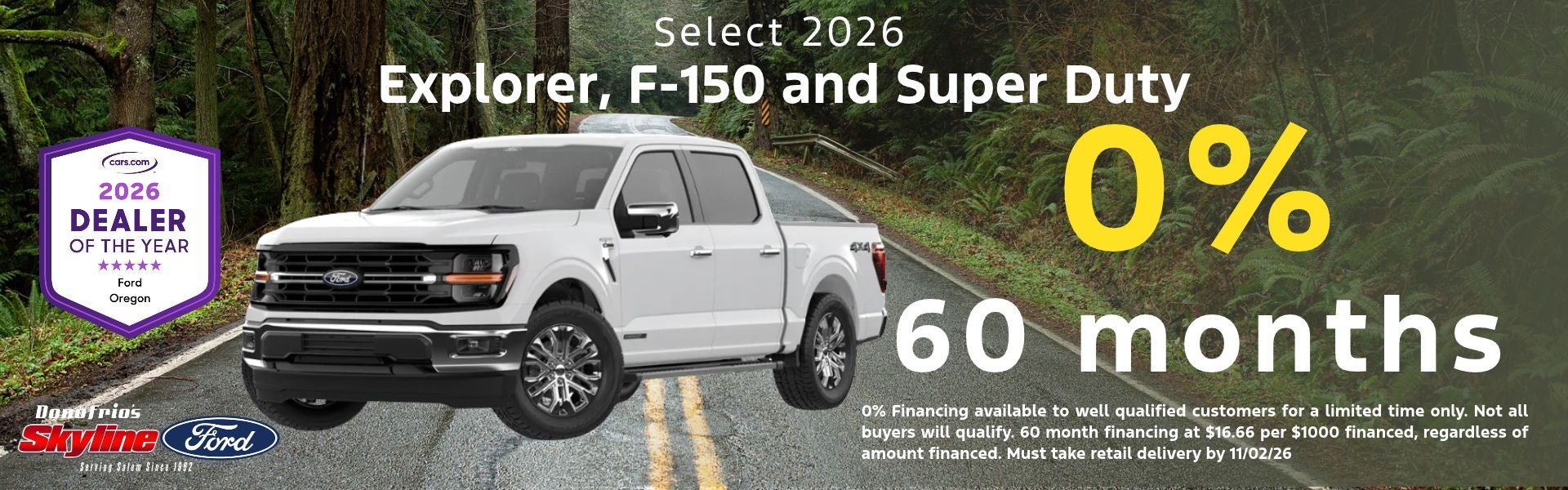 0% Financing for Select 2026 Ford Vehicles at Skyline Ford