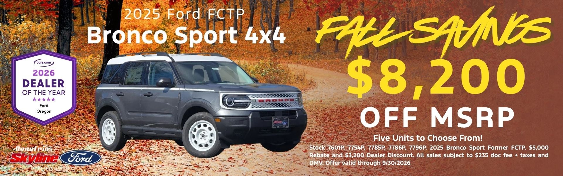 Bronco Sport FCTP Discounts Skyline Ford Salem Keizer Oregon