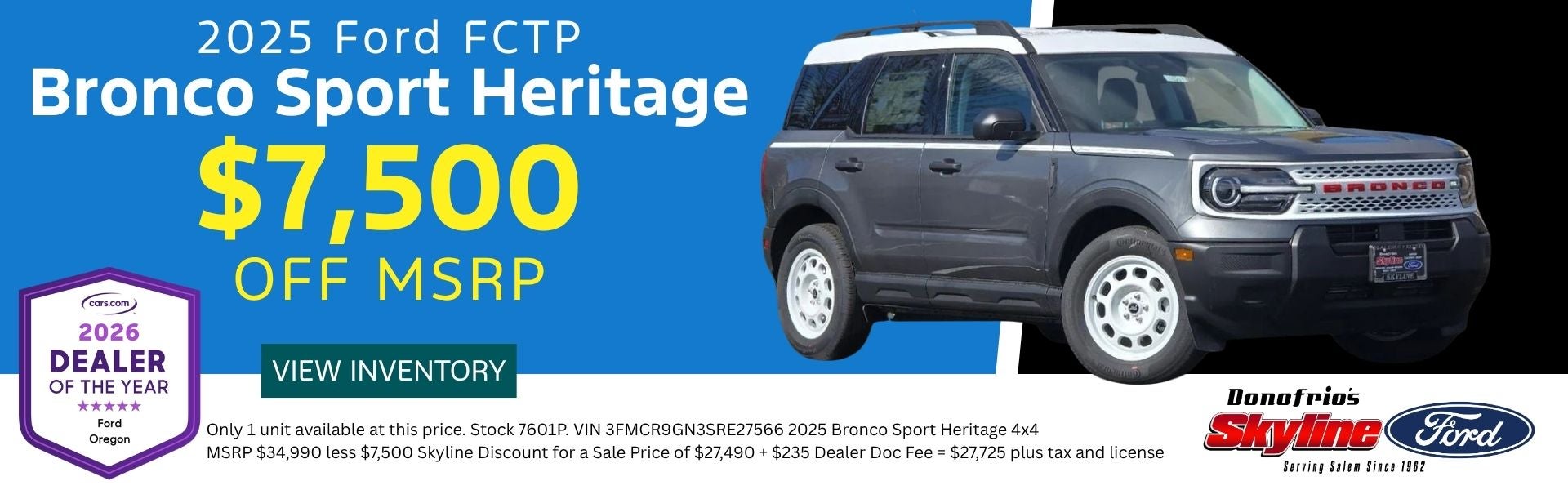 Bronco Sport Heritage 4x4 Summer Sales Event Skyline Ford