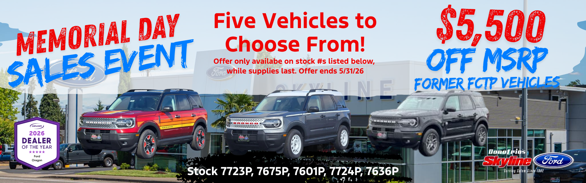Memorial Day FCTP Deal Bronco Sport Skyline Ford Salem OR