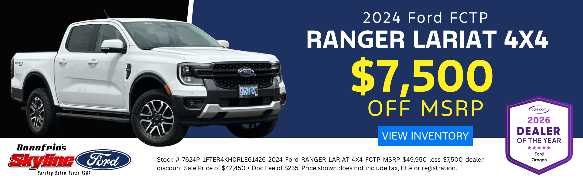 24 Ranger Lariat FCTP Skyline Ford Salem Oregon