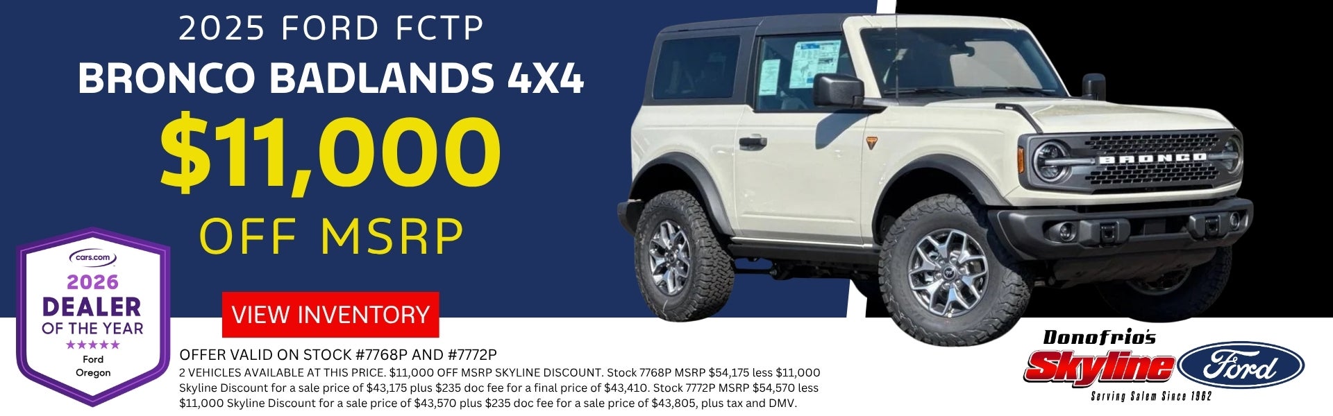 Ford Bronco FCTP Special Offer Skyline Ford Salem Oregon