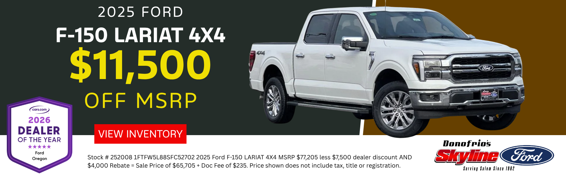 25 F150 Lariat 4x4 Skyline Ford Salem Oregon