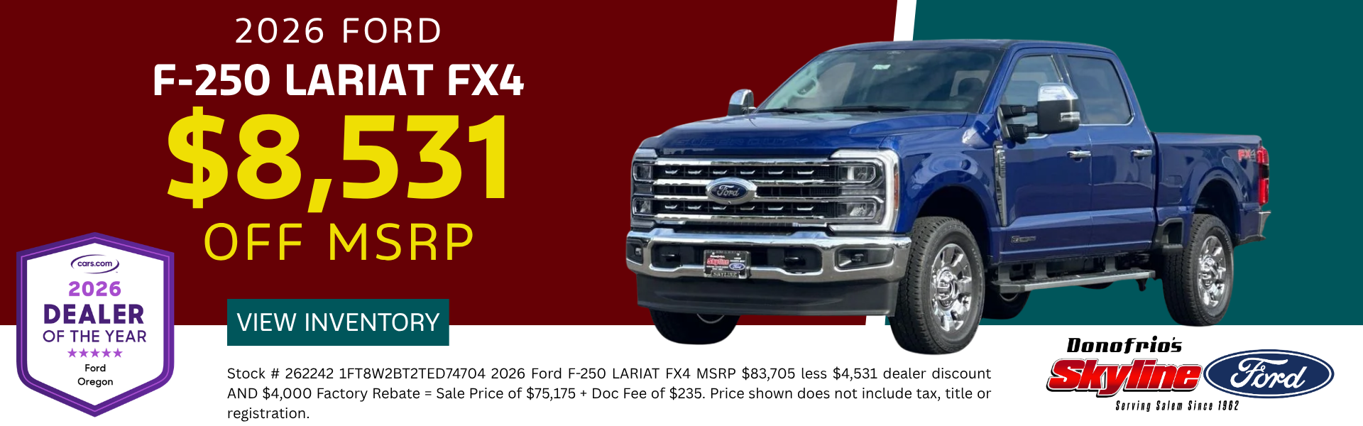 26 F250 Lariat Fx4 Skyline Ford Salem Oregon